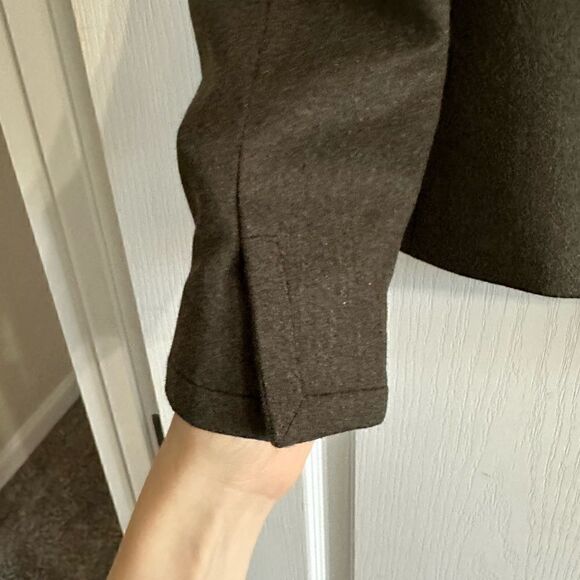 NTW Talbots Jacket Italian Flannel Wool Full Zip Dark Green Size 0P Lined - Picture 3 of 11